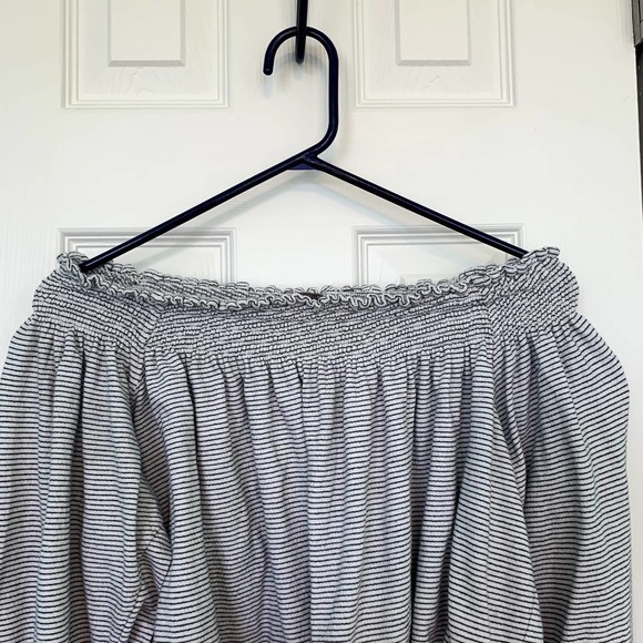 We The Free People White Gray Stripe Lexington Tee Women's Size‎ Small - Picture 6 of 8